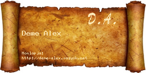 Deme Alex névjegykártya